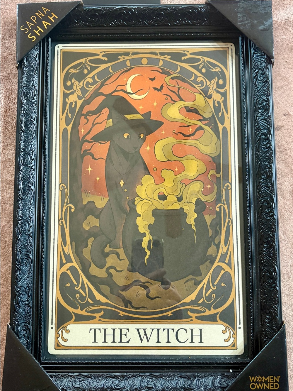 NWT Sapna Shah The Witch Framed Wall Art 12 x 18 Halloween Samhain Fall Autumn
